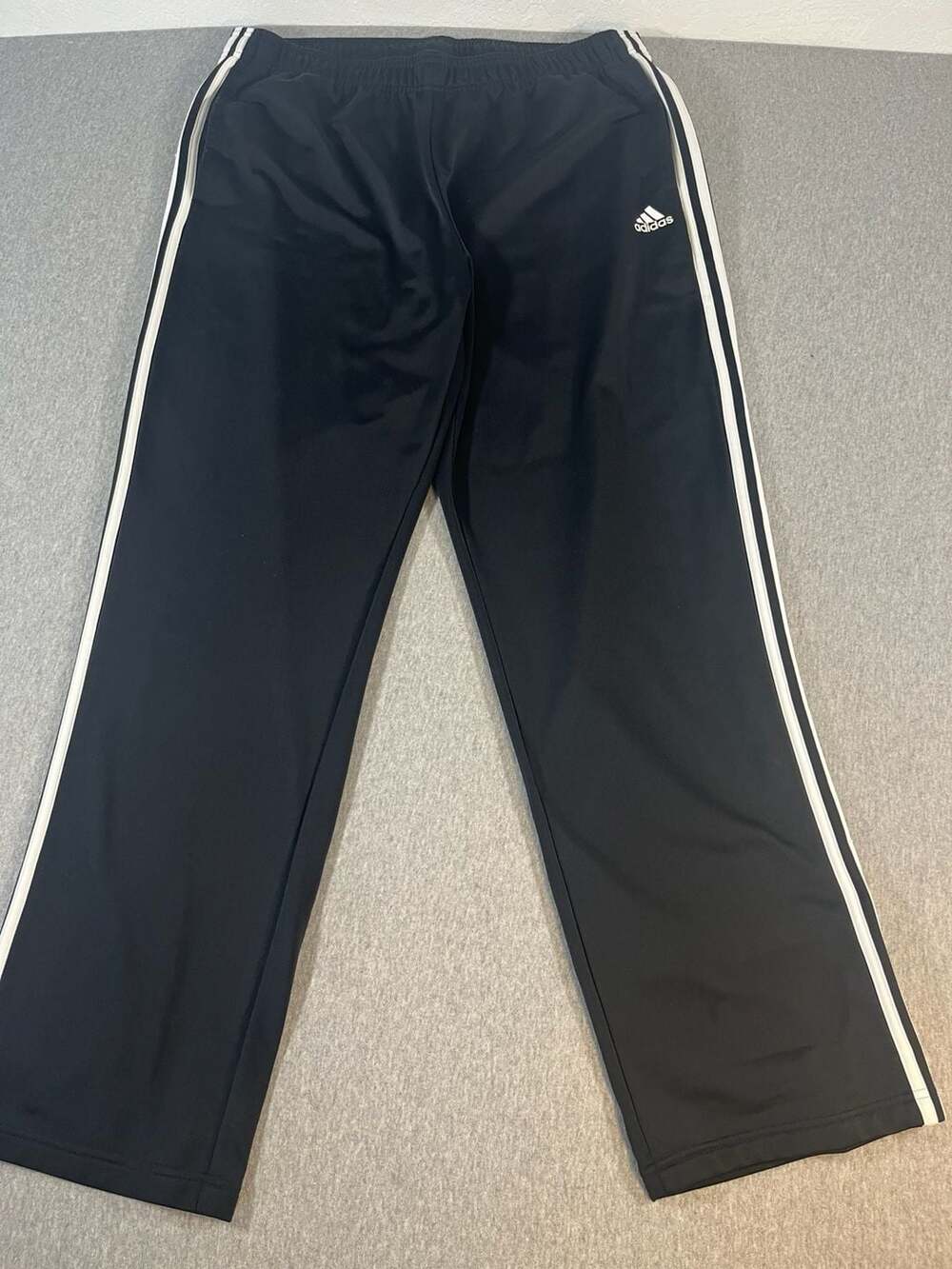 Adidas Black Three-Stripe Athletic Track Pants, Men’s XL (36-38x32)